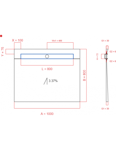 Showerlay Wiper 1 way 1000 x 800 mm...