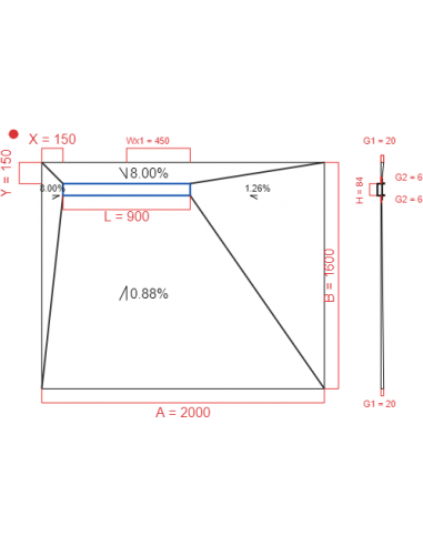 Showerlay Wiper 4 way 2000 x 1600 mm...