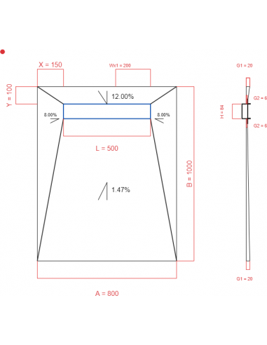 Showerlay Wiper 4 way 800 x 1000 mm...