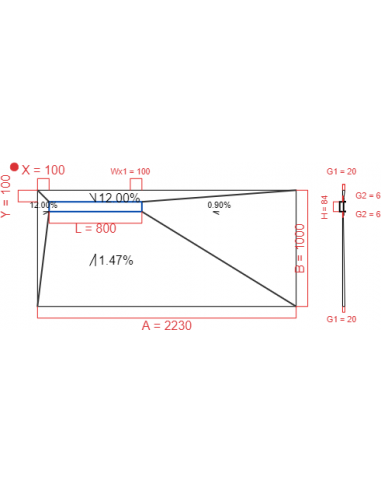 Showerlay Wiper 4 way 2230 x 1000 mm...