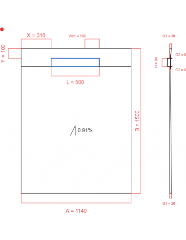 Showerlay Wiper 1 way 1140 x 1500 mm...