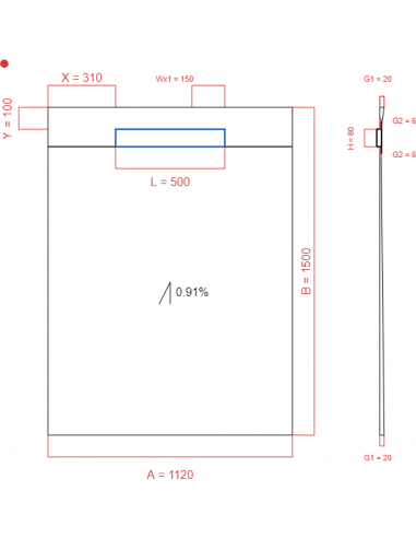 Showerlay Wiper 1 way 1120 x 1500 mm...
