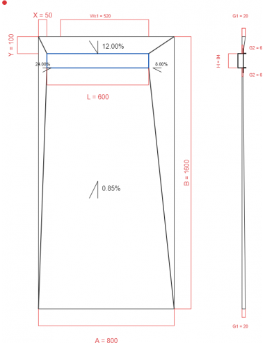 Showerlay Wiper 4 way 800 x 1600 mm...