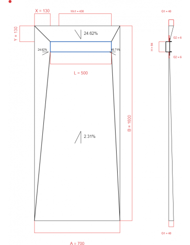 Showerlay Wiper 4 way 700 x 1600 mm...