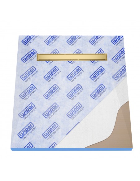Wet Room Kit For Microcement Finish: Tray, Waste Trap And Drain Cover Reversible Brass