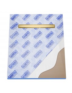 Wet Room Kit For Microcement Finish: Tray, Waste Trap And Drain Cover Ponente Brass