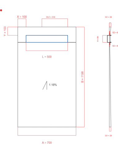 Showerlay Wiper 1 way 700 x 1198 mm...