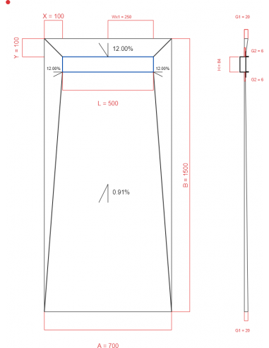 Showerlay Wiper 4 way 700 x 1500 mm...