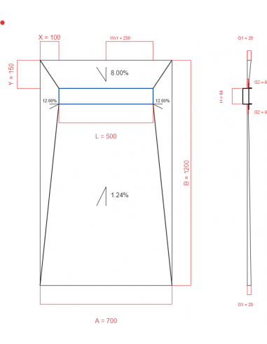 Showerlay Wiper 4 way 700 x 1200 mm...
