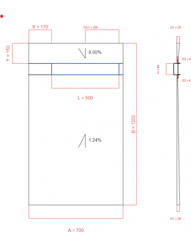 Showerlay Wiper 2 way 700 x 1200 mm...