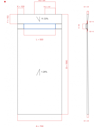 Showerlay Wiper 2 way 700 x 1580 mm...