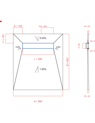 Showerlay Wiper 4 way 800 x 900 mm...