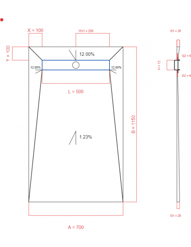 Showerlay Wiper 4 way 700 x 1150 mm...