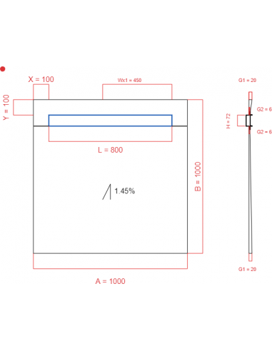 Showerlay Wiper 1 way 1000 x 1000 mm...