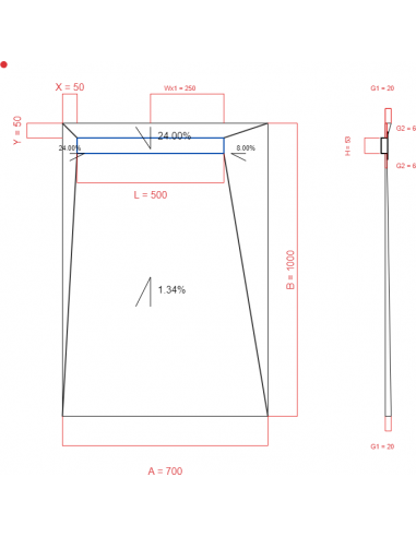 Showerbase Wiper 4 way 700 x 1000 mm...