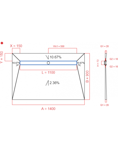 Showerlay Wiper 4 way 1400 x 900 mm...