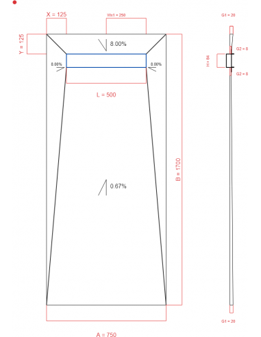 Showerlay Wiper 4 way 750 x 1700 mm...