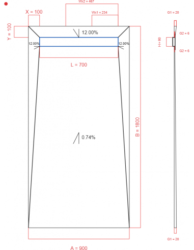 Showerbase Wiper 4 way 900 x 1800 mm...
