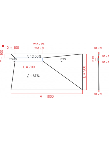 Showerbase Wiper 4 way 1800 x 900 mm...