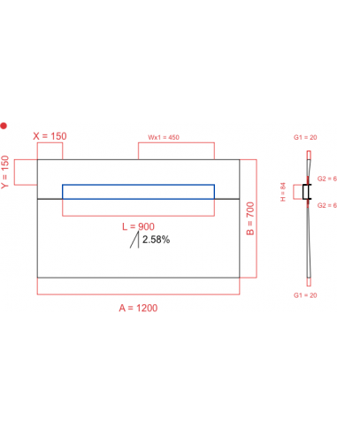 Showerlay Wiper 1 way 1200 x 700 mm...