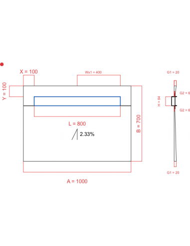 Showerlay Wiper 1 way 1000 x 700 mm...