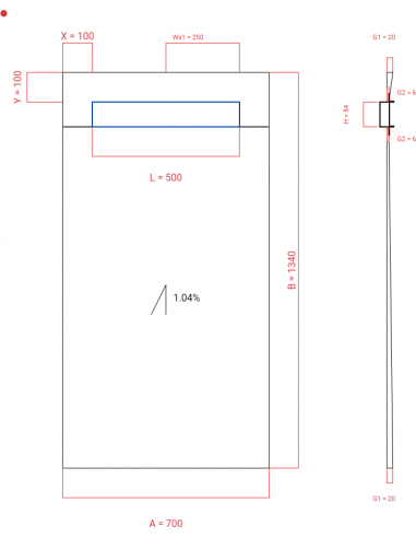 Showerlay Wiper 1 way 700 x 1340 mm...