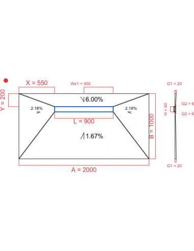 Showerlay Wiper 4 way 2000 x 1000 mm...