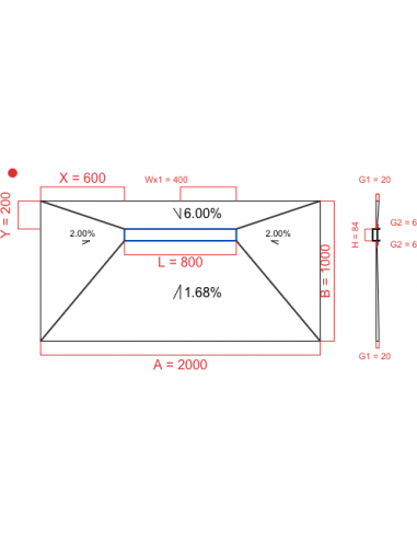 Showerlay Wiper 4 way 2000 x 1000 mm...
