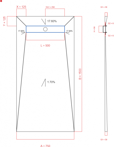 Showerlay Wiper 4 way 750 x 1500 mm...