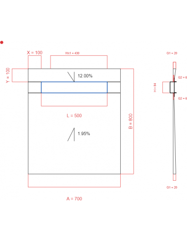 Showerlay Wiper 2 way 700 x 800 mm...