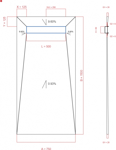 Showerlay Wiper 4 way 750 x 1500 mm...