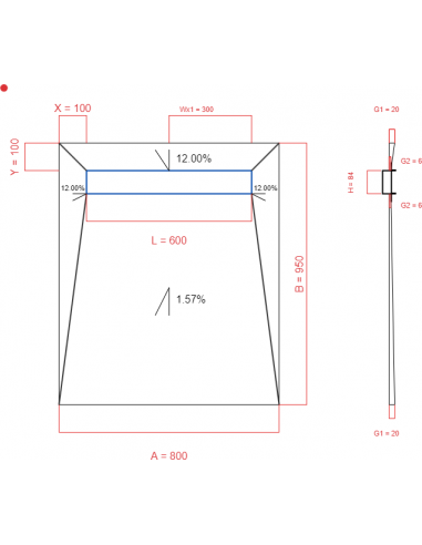 Showerlay Wiper 4 way 800 x 950 mm...