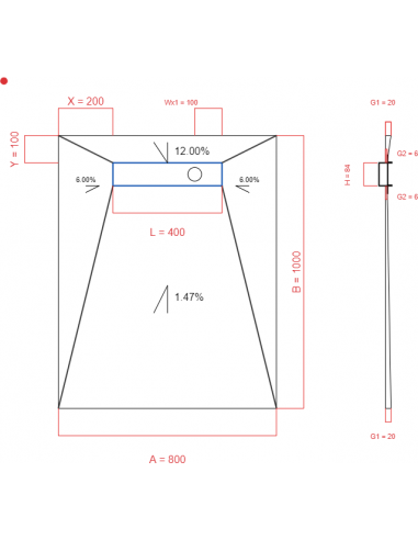 Showerlay Wiper 4 way 800 x 1000 mm...