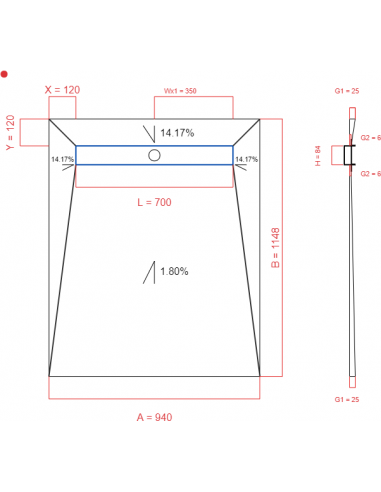 Showerlay Wiper 4 way 940 x 1148 mm...