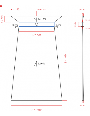 Showerlay Wiper 4 way 1010 x 1674 mm...