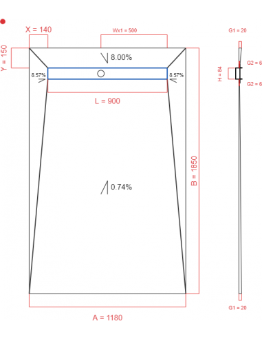 Showerlay Wiper 4 way 1180 x 1850 mm...