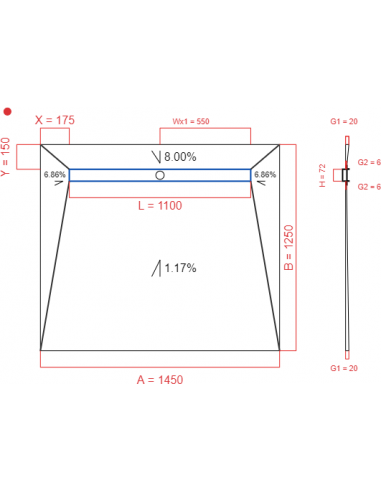 Showerlay Wiper 4 way 1450 x 1250 mm...