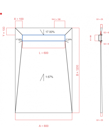 Showerlay Wiper 4 way 800 x 1200 mm...