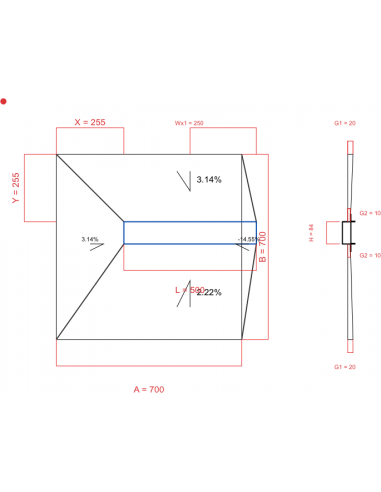 Showerlay Wiper 4 way 700 x 700 mm...