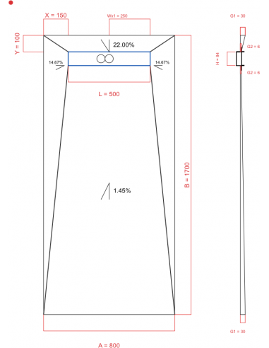 Showerlay Wiper 4 way 800 x 1700 mm...