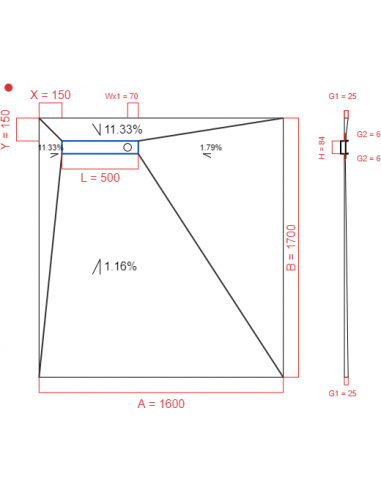 Showerlay Wiper 4 way 1600 x 1700 mm...