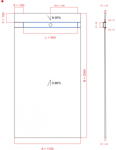 Showerlay Wiper 2 way 1100 x 2060 mm...