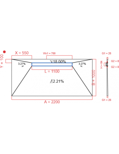 Showerlay Wiper 4 way 2200 x 1000 mm...