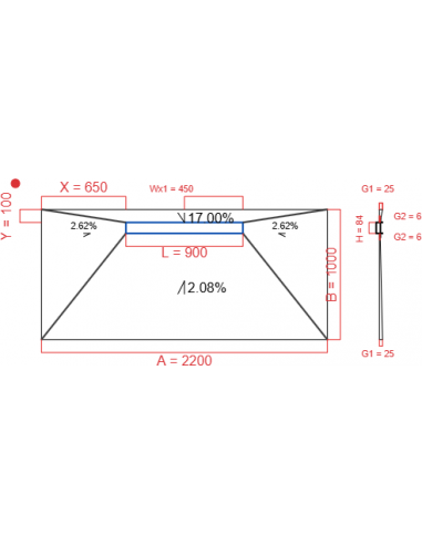 Showerlay Wiper 4 way 2200 x 1000 mm...