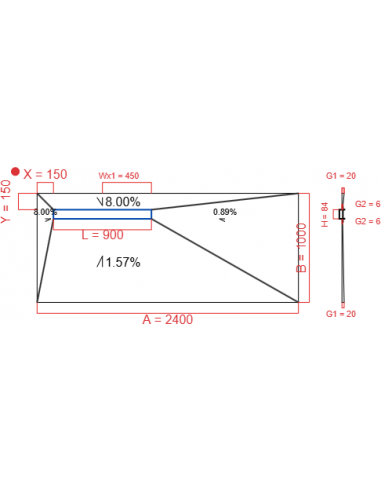 Showerlay Wiper 4 way 2400 x 1000 mm...