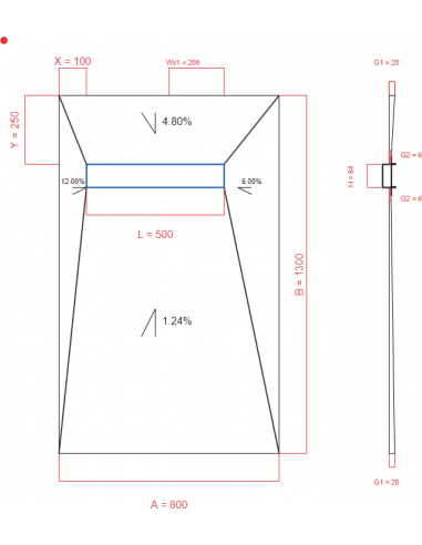 Showerlay Wiper 4 way 800 x 1300 mm...