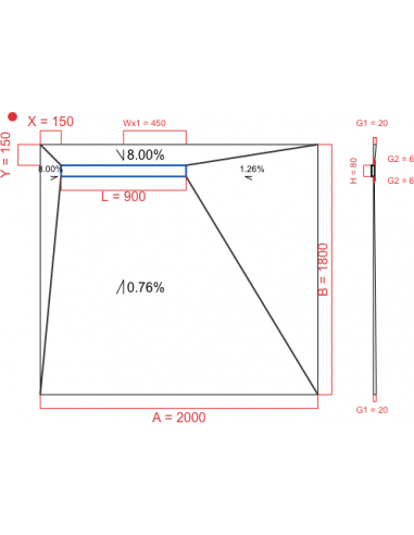 Showerlay Wiper 4 way 2000 x 1800 mm...