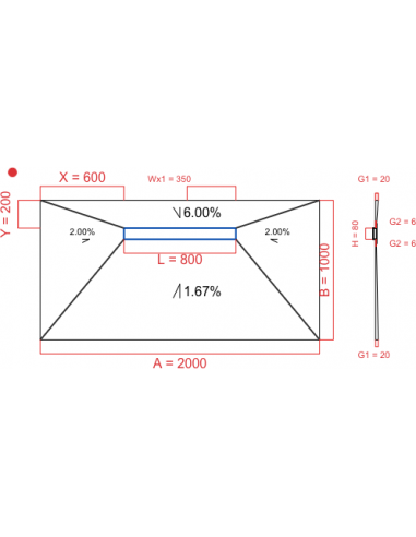 Showerlay Wiper 4 way 2000 x 1000 mm...