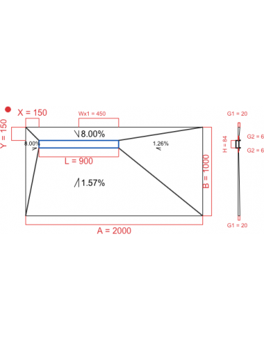 Showerlay Wiper 4 way 2000 x 1000 mm...