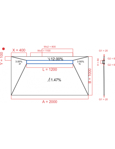 Showerlay Wiper 4 way 2000 x 1000 mm...